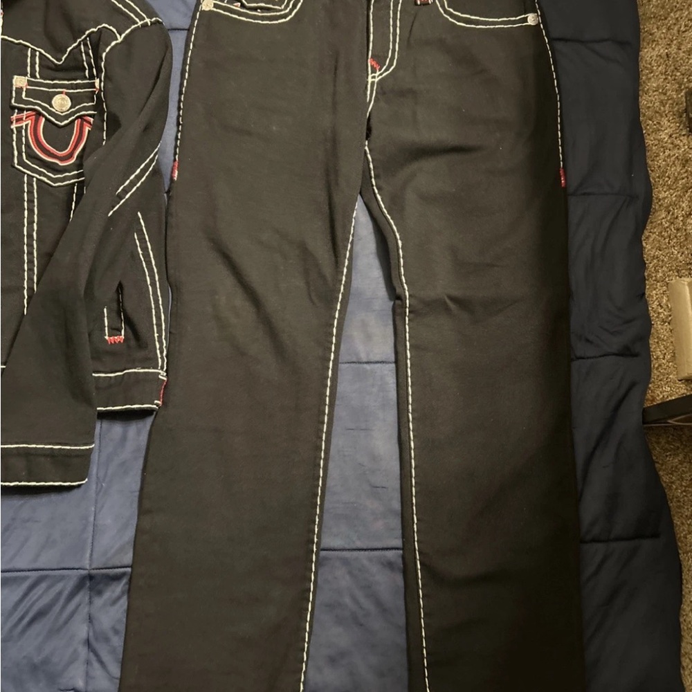 True Religion Black Jacket with White Stitching